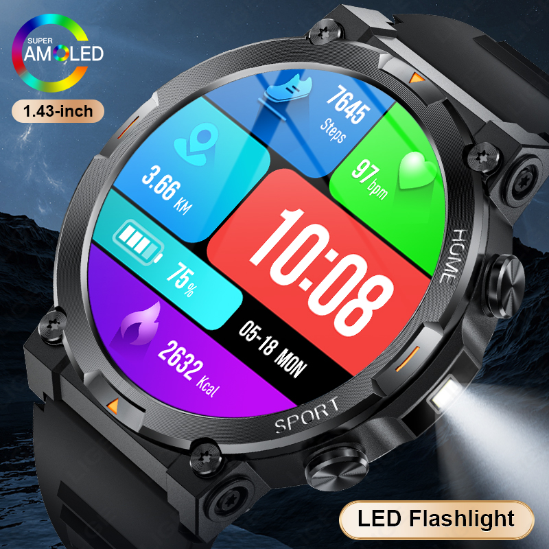 Smartwatch Latest Watches For Men - LUIK 2026 Mannen Smart Horloge 1.43