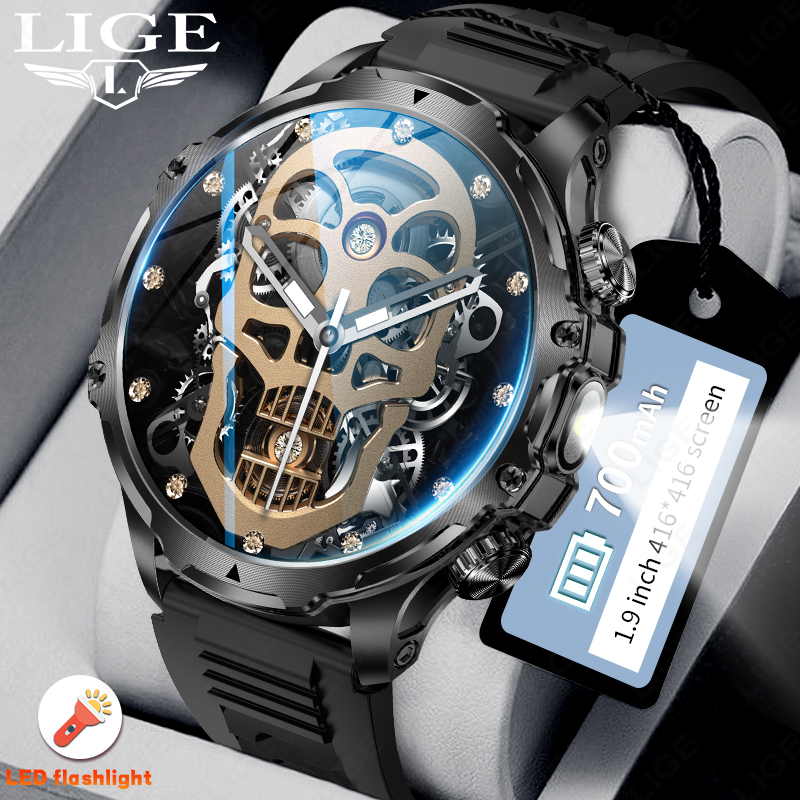 Smartwatch Latest Watches For Men - LIGE 700mah Grote batterij Zaklamp Smart