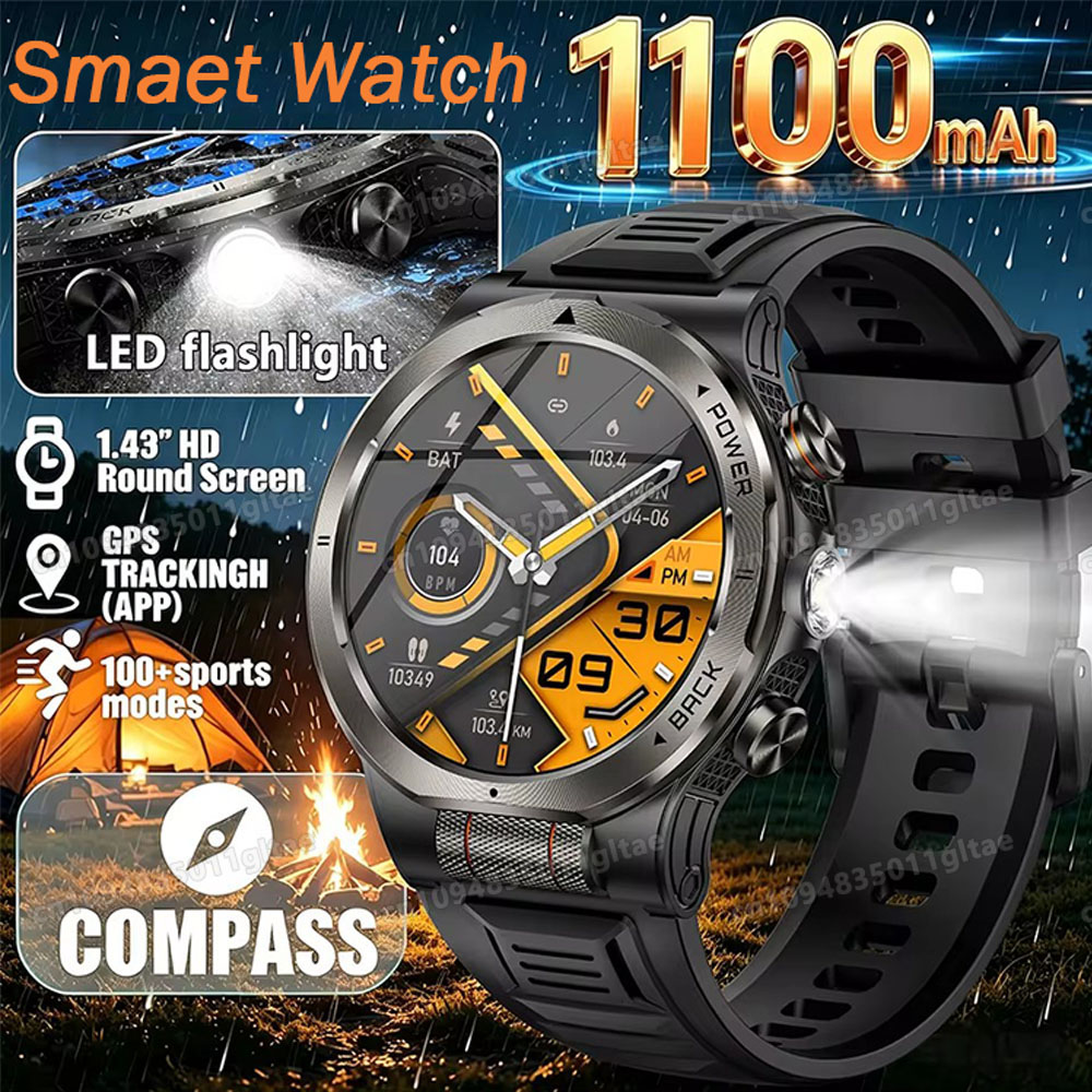 Smartwatch Running Watches For Men - 2026 Nieuwe Militaire Kwaliteit 1100mAh Batterij