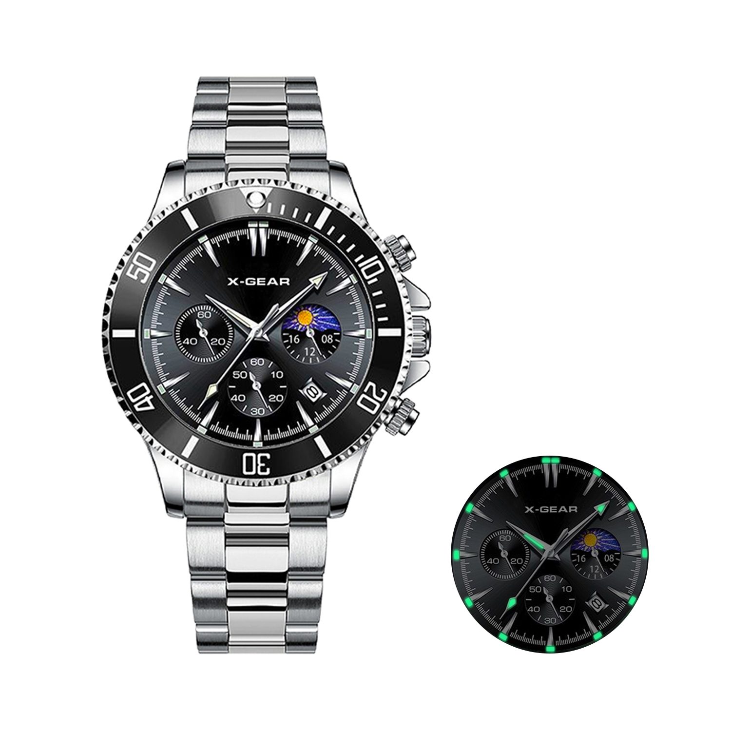 Xwatch Smartwatch - X-GEAR Modekalender Heren quartzhorloge Luxe zwarte
