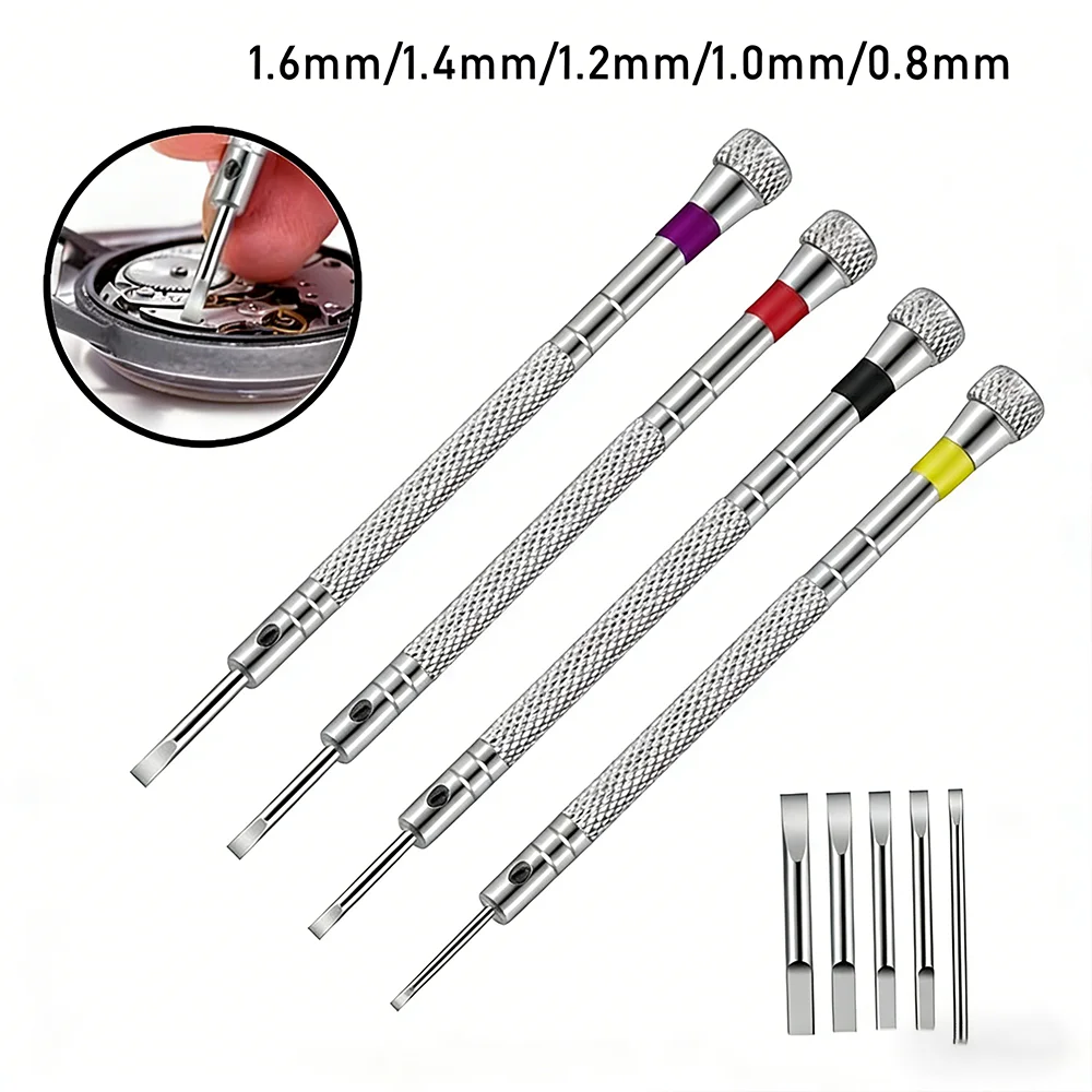 Watchmaker Screwdriver - 0,8-1,6 mm stalen schroevendraaier voor horlogereparatie,