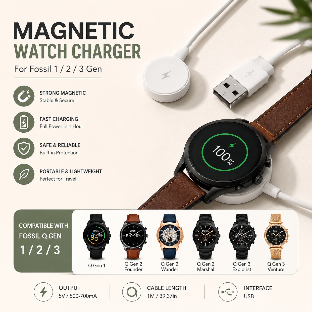 USB-horloge-opladeradapter Sma - Fossil Watches Smartwatch Charger recensie en prijs